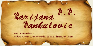 Marijana Mankulović vizit kartica